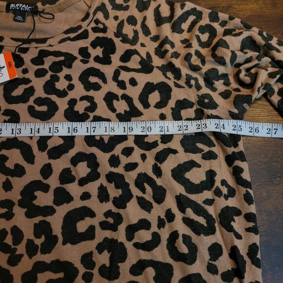 Buffalo David Bitton Jersey Knit Top XXL Cheetah Gold Soft Stretch Knit - Picture 5 of 9